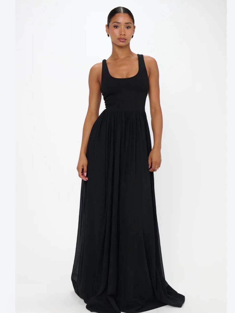 Show Me Your Mumu Harper Maxi Dress NWT Large 8/10 Black Chiffon Bridesmaid